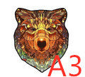 Arts and More wooden puzzles featuring a detailed bear head design A3 size