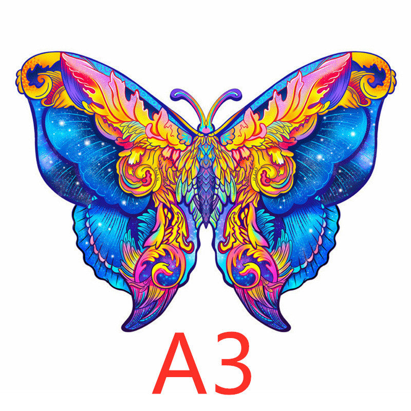 Arts And More colorful butterfly wooden puzzles art kit with intricate blue and yellow design