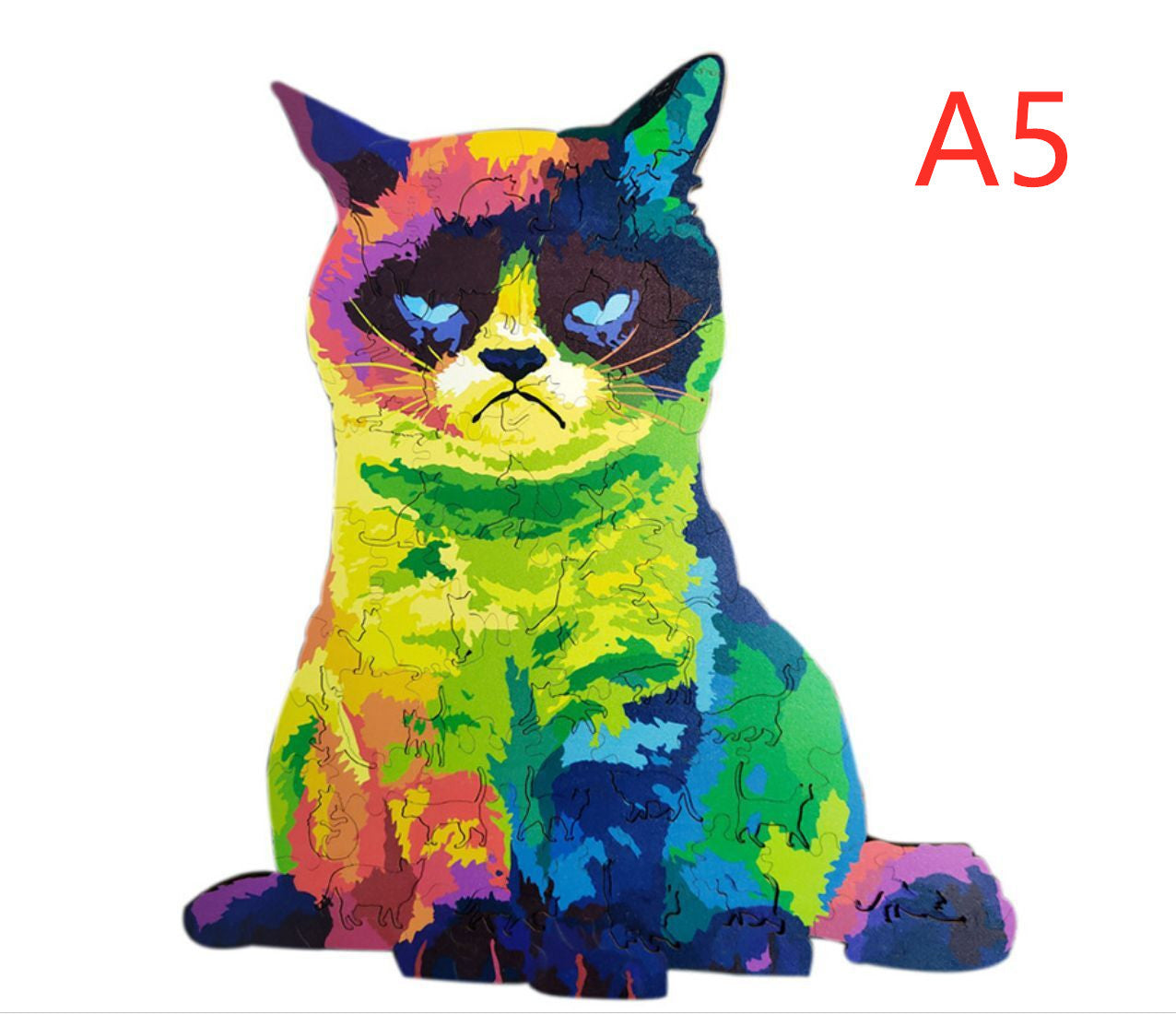 Arts And More colorful wooden puzzles shaped like a cat for creative arts and crafts kits