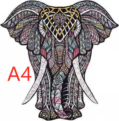 Arts And More wooden puzzles featuring a colorful detailed elephant design for arts and crafts kits