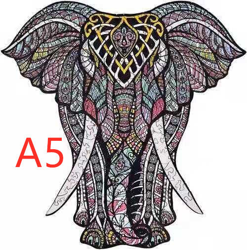 Arts And More wooden puzzles featuring a detailed colorful elephant design perfect for arts and crafts kits