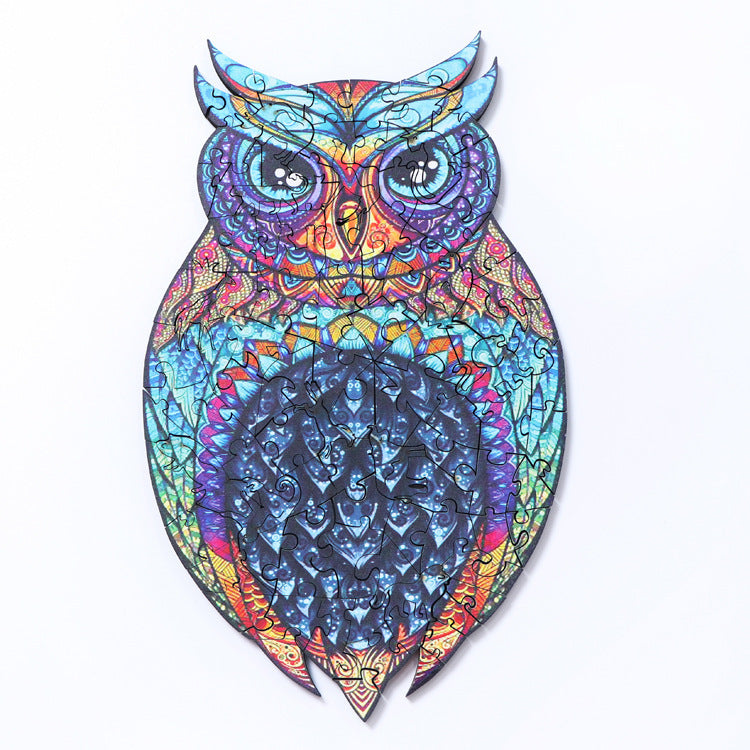 Colorful owl shaped wooden puzzle from Arts And More arts and crafts kits